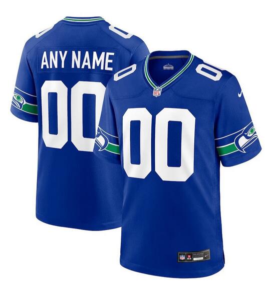 Men's Seattle Seahawks Active Player Custom Royal Throwback Stitched Game Jersey Men's Seattle Seahawks Active Player Custom Royal Throwback Stitched Game Jersey